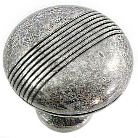 MNG 1 1/2" Striped Knob, Distressed Antique Silver 13211